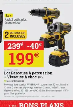 Espace emeraude Lot Perceuse à percussion + Visseuse à choc 18 V offre