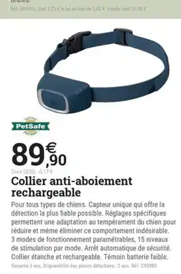 Espace emeraude Collier anti-aboiement rechargeable offre