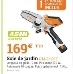 Espace emeraude Scie de jardin GTA 26 SET offre
