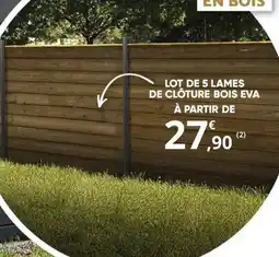 Bricomarché LOT DE 5 LAMES DE CLÔTURE BOIS EVA offre