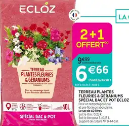 Delbard Ecloz terreau plantes fleuries & géraniums spécial bac et pot ecloz offre