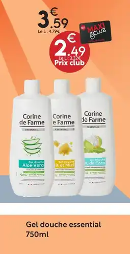 Maxi Bazar Corine de farme gel douche essential 750ml offre