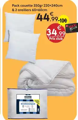 Maxi Bazar Pack couette 350gr 220×240cm & 2 oreillers 60×60cm offre