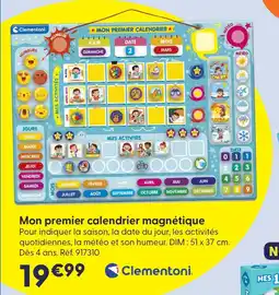 La Grande Récré Clementoni mon premier calendrier magnétique offre