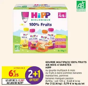 Intermarché Gourde multipack 100% fruits 4/6 mois 4 vaiétés hippr offre