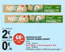 E.Leclerc Nescafé - capsules de café farmers origins offre