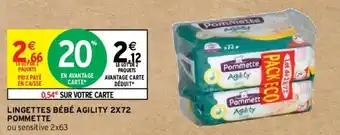 Intermarché Lingettes bébé agility 2X72 pommette offre