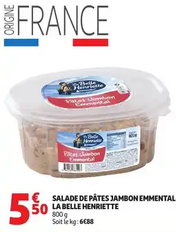 Auchan Salade de pâtes jambon emmental la belle henriette offre