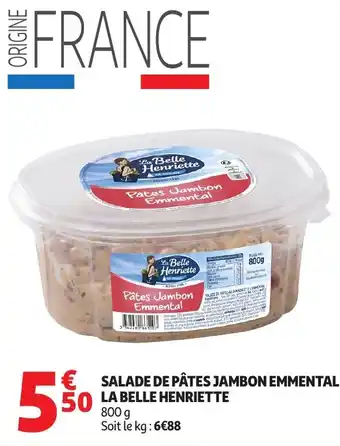 Salade de pâtes jambon emmental la belle henriette