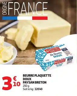 Auchan Beurre plaquette doux paysan breton offre