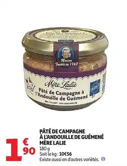 Auchan Pâté de campagne à l'andouille de guémené mère lalie offre