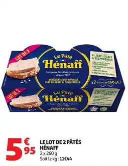 Auchan Le lot de 2 pâtés hénaff offre