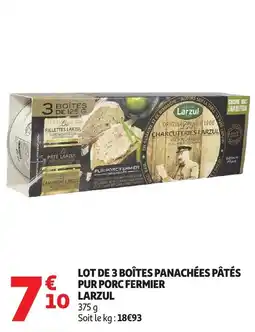 Auchan Lot de 3 boîtes panachées pâtés pur porc fermier larzul offre