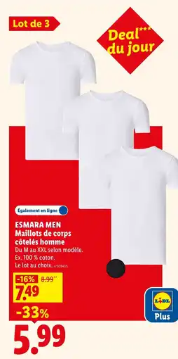 Lidl ESMARA MEN Maillots de corps côtelés homme offre
