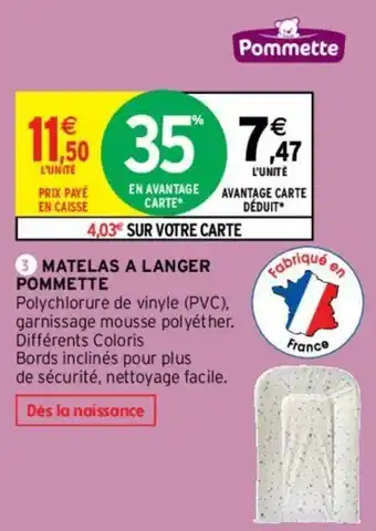Intermarché Matelas a langer pommette offre
