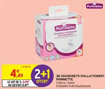 Intermarché 36 Coussinets d'allaitement pommette offre