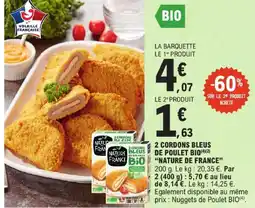 E.Leclerc Nature de france 2 cordons bleus de poulet bio offre
