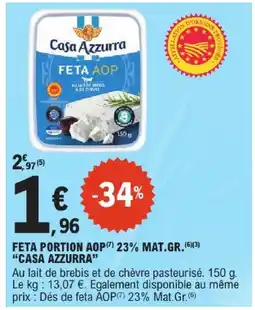 E.Leclerc Casa azzurra feta portion aop 23% mat.gr offre