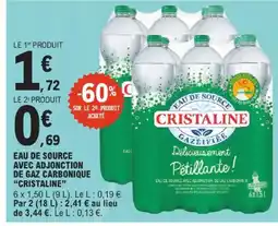 E.Leclerc Cristaline eau de source avec adjonction de gaz carbonique offre