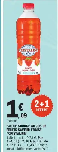 E.Leclerc Cristaline eau de source au jus de fruits saveur fraise offre