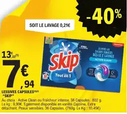 E.Leclerc Skip lessives capsules active clean offre
