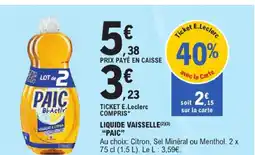 E.Leclerc Paic liquide vaisselle bi-activ vinaigre & citron offre
