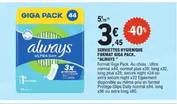 E.Leclerc Always serviettes hygiéniques ultra day giga pack offre