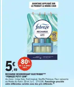 E.Leclerc Febreze petit coin recharge désodorisant électrique offre