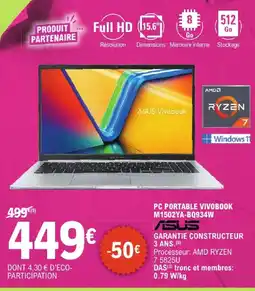 E.Leclerc Asus pc portable vivobook m1502ya-bq934w offre