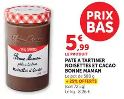Maximarché Pate a tartiner noisettes et cacao bonne maman offre