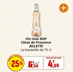 Coccimarket Vin rosé aop côtes de provence billette offre