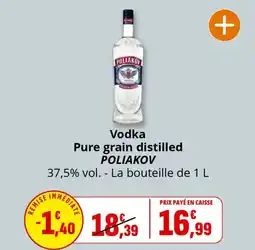 Coccimarket Vodka pure grain distilled poliakov offre