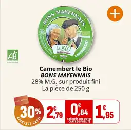 Coccinelle Express Camembert le bio bons mayennais offre
