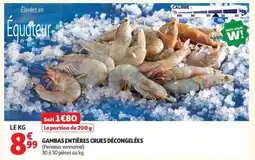 Auchan GAMBAS ENTIÈRES CRUES DÉCONGELÉES offre