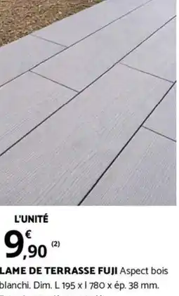 Bricomarché LAME DE TERRASSE FUJI Aspect bois blanchi. offre