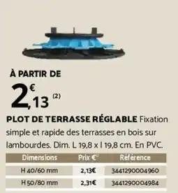 Bricomarché PLOT DE TERRASSE RÉGLABLE Fixation simple et rapide des terrasses en bois sur offre