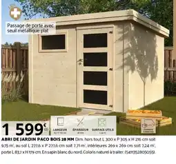 Bricomarché ABRI DE JARDIN PACO BOIS 28 MM offre
