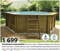 Bricomarché PISCINE BOIS 6 PANS MANGUE offre