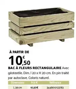 Bricomarché BAC À FLEURS RECTANGULAIRE offre