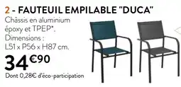 RAGT Jardin & Maison FAUTEUIL EMPILABLE DUCA offre