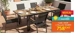 RAGT Jardin & Maison L'ensemble 1 table julia + 6 fauteuils games offre