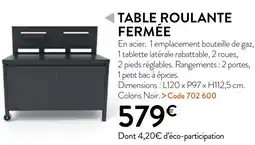 RAGT Jardin & Maison TABLE ROULANTE FERMÉE offre