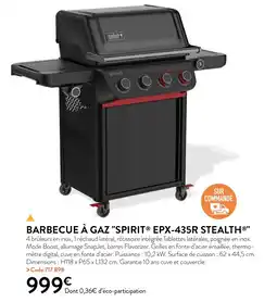 RAGT Jardin & Maison BARBECUE À GAZ SPIRIT EPX-435R STEALTH offre
