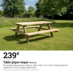 Espace emeraude Table pique-nique Matisse offre