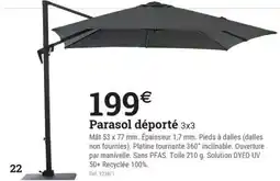 Espace emeraude Parasol déporté 3×3 offre