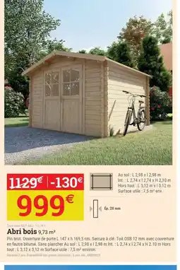 Espace emeraude Abri bois offre