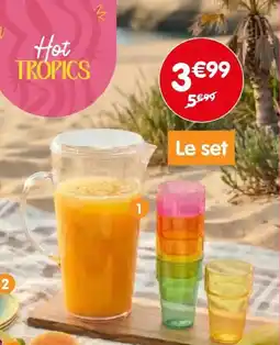 b&m Set pichet + 4 verres colorés offre