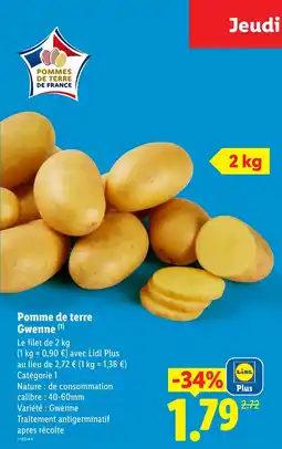 Lidl Pomme de terre Gwenne offre