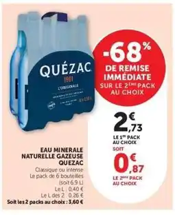 Hyper U Eau Minerale Naturelle Gazeuse Quezac offre