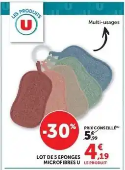 Hyper U LOT DE 5 EPONGES MICROFIBRES U offre